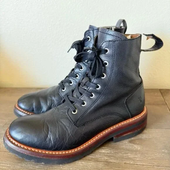 Frye Ella Moto Lace Up Combat Boots Women's Size 9 - Picture 3 of 11